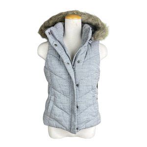 GAP Puffer Vest with Faux Fur Trimmed Hood | size S